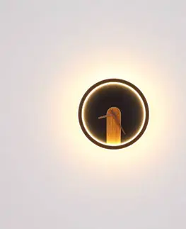 Nástenné svietidlá Globo LED svetlo Sussy s hodinami čierna/tmavé drevo