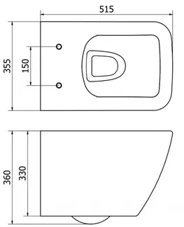 Záchody MEXEN - Vega Závesná WC misa vrátane sedátka s slow-slim, duroplast, biela 30654000