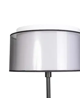 Stojace lampy Dizajnová stojaca lampa čierna s čierno-bielym tienidlom 47 cm - Simplo
