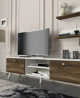 TV stolíky BEALTE TV stolík, biela / orech