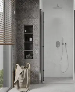 Sprchovacie kúty MEXEN - LIMA skladacie dvere 80x190 cm 6mm, chróm, grafit sa stenovým profilom 856-080-000-01-40
