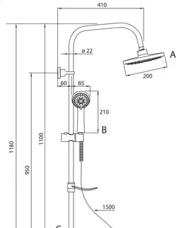 Sprchy a sprchové panely DEANTE - Joko Round chróm - Sprchový stĺp, 5 funkcií - so zmiešavacou batériou NBJ_01RK