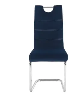 Stoličky Jedálenská stolička, modrá Velvet látka/svetlé šitie, ABIRA NEW