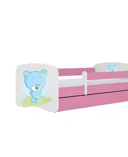 Jednolôžkové postele Detská Posteľ. Babydreams+Sz+M Ružová 80x180 Medveď Mod
