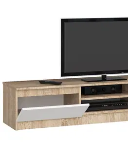 TV stolíky Dizajnový TV stolík ROMANA160, dub Sonoma / biely