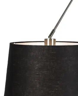 Zavesne lampy Závesná lampa s ľanovými odtieňmi čierna 35 cm - oceľ Blitz II