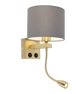 Nastenne lampy Nástenná lampa v štýle art deco zlatá so šedým odtieňom - Brescia