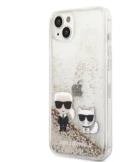 Puzdrá na mobilné telefóny Zadný kryt Karl Lagerfeld Liquid Glitter Karl and Choupette for iPhone 14 Plus, zlatá 57983111466