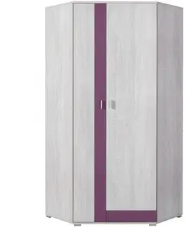 Šatníkové skrine Rohová skriňa Next NX-2 90 cm borovica biela/viola