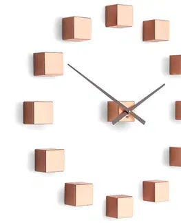 Hodiny Dizajnové nástenné nalepovacie hodiny Future Time FT3000CO Cubic copper