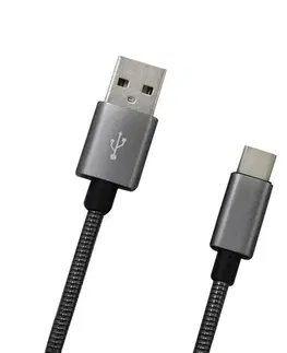 Dáta príslušenstvo MobilNET Dátový a nabíjací kábel USB/USB-C, 2A, 1m, sivý KAB-0096-USB-TYPEC
