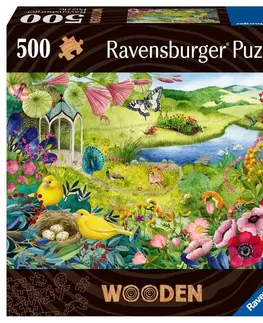 Hračky puzzle RAVENSBURGER - Drevené puzzle divoká záhrada 500 dielikov