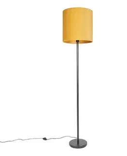 Stojace lampy Stojaca lampa v štýle Art Deco čierna so žltým odtieňom 40 cm - Simplo