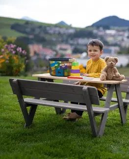 Záhradné zostavy Detské záhradné sedenie, drevo, sivá/prírodná, ABALO