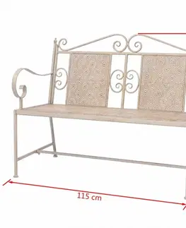 Záhradné lavice Záhradná lavica 115 cm oceľ Dekorhome Sivá