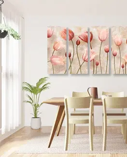 Obrazy kvetov 5-dielny obraz staroružové tulipány