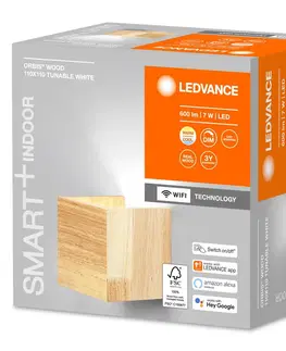 SmartHome nástenné svietidlá LEDVANCE SMART+ LEDVANCE SMART+ WiFi Orbis Wall Wood, 11 x 11 cm