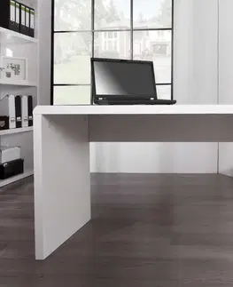 Kancelárske stoly LuxD Kancelársky stôl Barter 160cm biely vysoký lesk 160 cm x 75 cm
