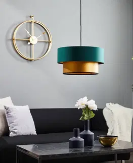 Závesné svietidlá Maco Design Závesná lampa Dorina, zelená/zlatá Ø 40 cm