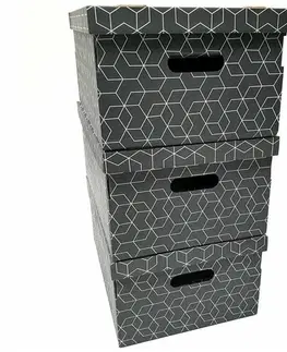 Úložné boxy Compactor Sada 3ks skladacích kartónových krabíc Compactor - 52 x 29 x 20 cm