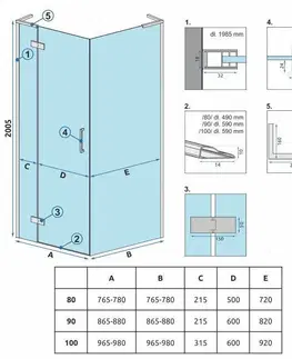 Sprchovacie kúty REA/S - Sprchová kabína Hugo Black 80x80 KPL-45220