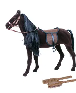 Hračky - figprky zvierat RAPPA - Kôň flíska tmavo hnedý obrovský s príslušenstvom