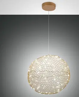 Závesné svietidlá Fabas Luce Závesné LED Sumter okrúhle, zlatá ušľachtilá matná