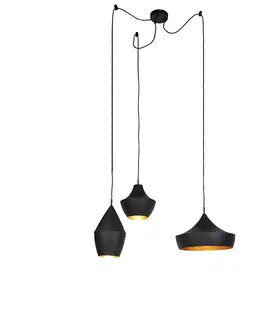Zavesne lampy Sada 3 inteligentných závesných svietidiel čierna so zlatou vrátane Wifi A60 - Depeche