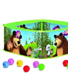 Hračky na záhradu Bino Bazén s balónikmi Máša a medveď, 30 x 75 x 75 cm