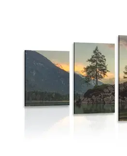 Obrazy prírody a krajiny 5-dielny obraz horská krajina pri jazere