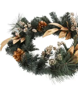 Vianočné dekorácie Vianočný veniec Berry and pinecone zlatá, 45 x 10 x 39 cm