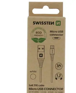 USB káble Swissten Data Cable Textile USB  Micro USB 1,2 m, biely, eco balenie 71504300ECO
