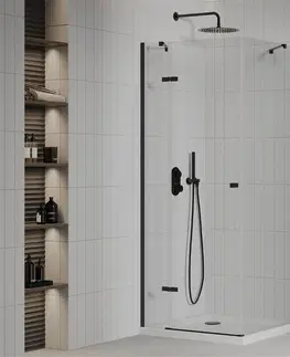 Vane MEXEN/S - Roma sprchovací kút 80x80, transparent, čierna + biela vanička so sifónom 854-080-080-70-00-4010B