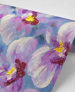 Tapety s imitáciou malieb Tapeta romantické fialové kvety