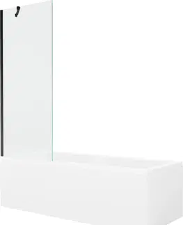 Sprchové dvere MEXEN/S - Cubik obdĺžniková vaňa 160 x 70 cm s panelom + vaňová zástena 70 cm, transparent, čierna 550316070X9507000070