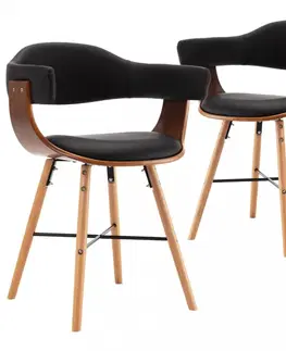 Jedálenské stoličky a kreslá Jedálenská stolička 2 ks ohýbané drevo / umelá koža Dekorhome Čierna / svetlohnedá