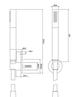 Držadlá k vani CERSANIT - Sprchová súprava s bodovým držiakom a ručnou sprchou INVERTO, čierna S951-399
