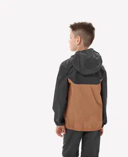 bundy a vesty Detská turistická nepremokavá bunda so zipsom MH100 7-15 rokov
