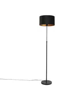 Stojace lampy Stojacia lampa čierna s velúrovým odtieňom čierna so zlatom 35 cm - Parte