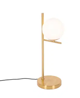 Stolove lampy Stolná lampa Art Deco zlato a opálové sklo - Flore