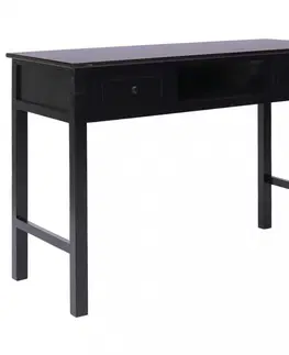 Pracovné stoly Písací stôl s 2 zásuvkami masívne drevo Dekorhome Čierna