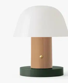 Vonkajšie osvetlenie terasy &Tradition &Tradition Setago JH27 nabíjateľná stolná lampa, koža/zelená