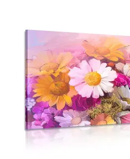 Obrazy zátišie Obraz olejomaľba farebných kvetov