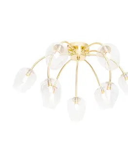 Stropne svietidla Klasické stropné svietidlo zlaté so sklom 9 svetiel - Elien