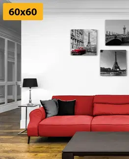 Zostavy obrazov Set obrazov  Paríž s retro červeným autom