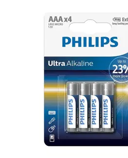 Predlžovacie káble Philips Philips LR03E4B/10 - 4 ks Alkalická batéria AAA ULTRA ALKALINE 1,5V 1250mAh 