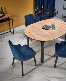 Jedálenské stoly HALMAR Ringo okrúhly rozkladací jedálenský stôl dub artisan / čierna
