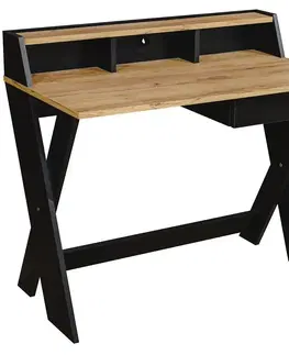 Moderné kancelárske stoly Písací stôl Cruz dub craft zlatý/čierna