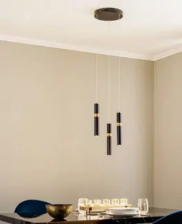 Závesné svietidlá Lucande Lucande Bjarko závesné LED svietidlo, 3-plameňové