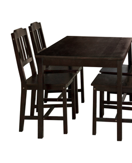 Jedálenské stoličky Stôl + 4 stoličky 8849 tmavohnedý lak
